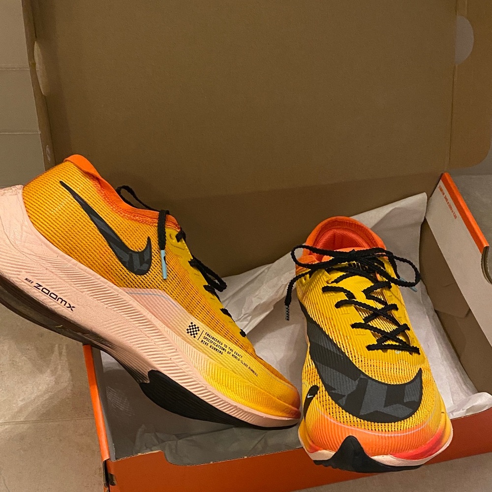 Nike ZoomX Vaporfly Next 2 Shoes - Orange and Black (worn once)